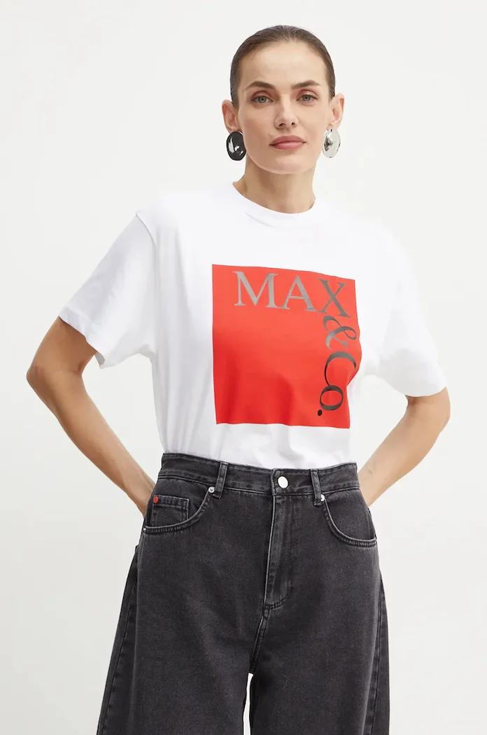 Max&Co. Памучна тениска в бяло 2428976024200