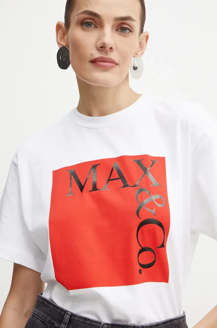 Max&Co. Памучна тениска в бяло 2428976024200