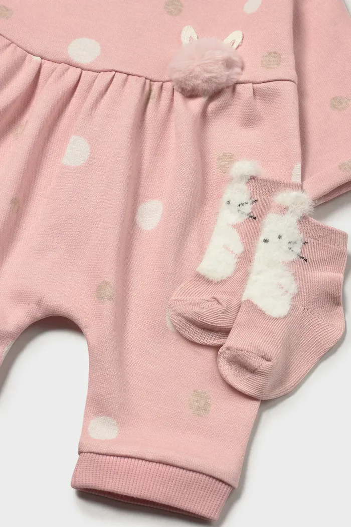 Mayoral Newborn бебешки гащеризон за бебе с памук розов 2755