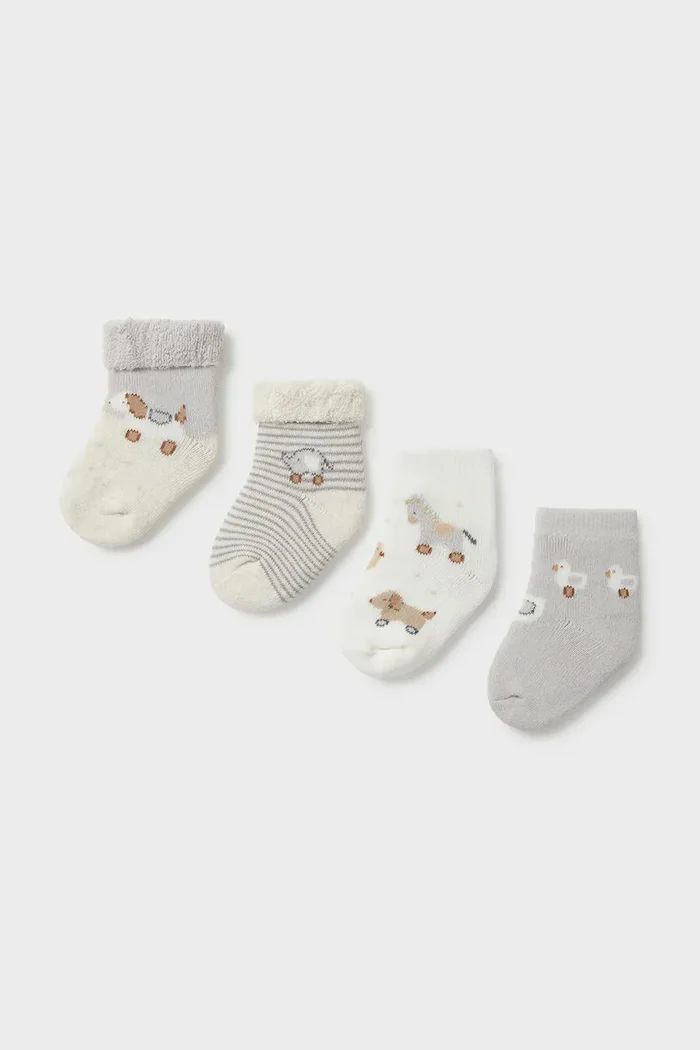Mayoral Newborn чорапи за бебе 4 броя сиви 9107