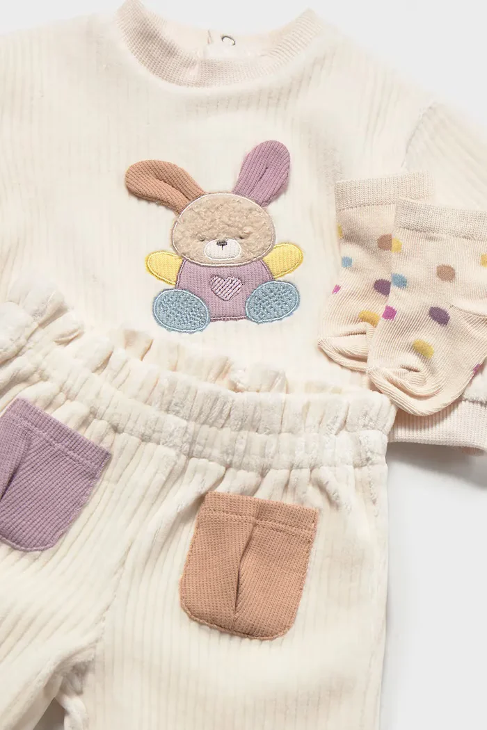 Mayoral Newborn спортен комплект анцуг за бебе от джинс бежов 2654