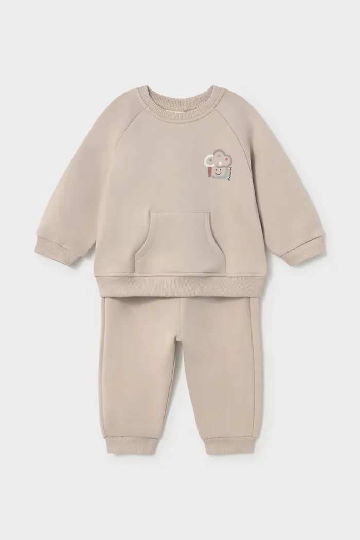 Mayoral Newborn спортен комплект анцуг за бебе от памук бежов 2607