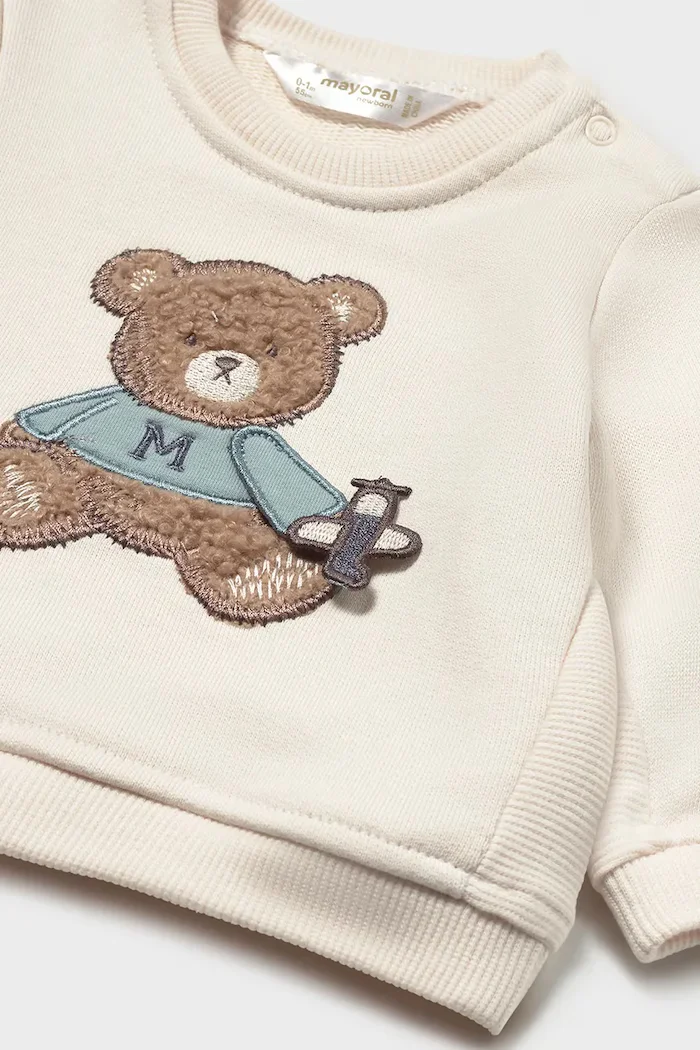 Mayoral Newborn суичър за бебе с памук бежов 2410