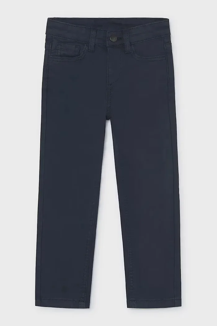 Mayoral панталон за деца от памук с еластан slim fit basic тъмносин със стандартна талия 517