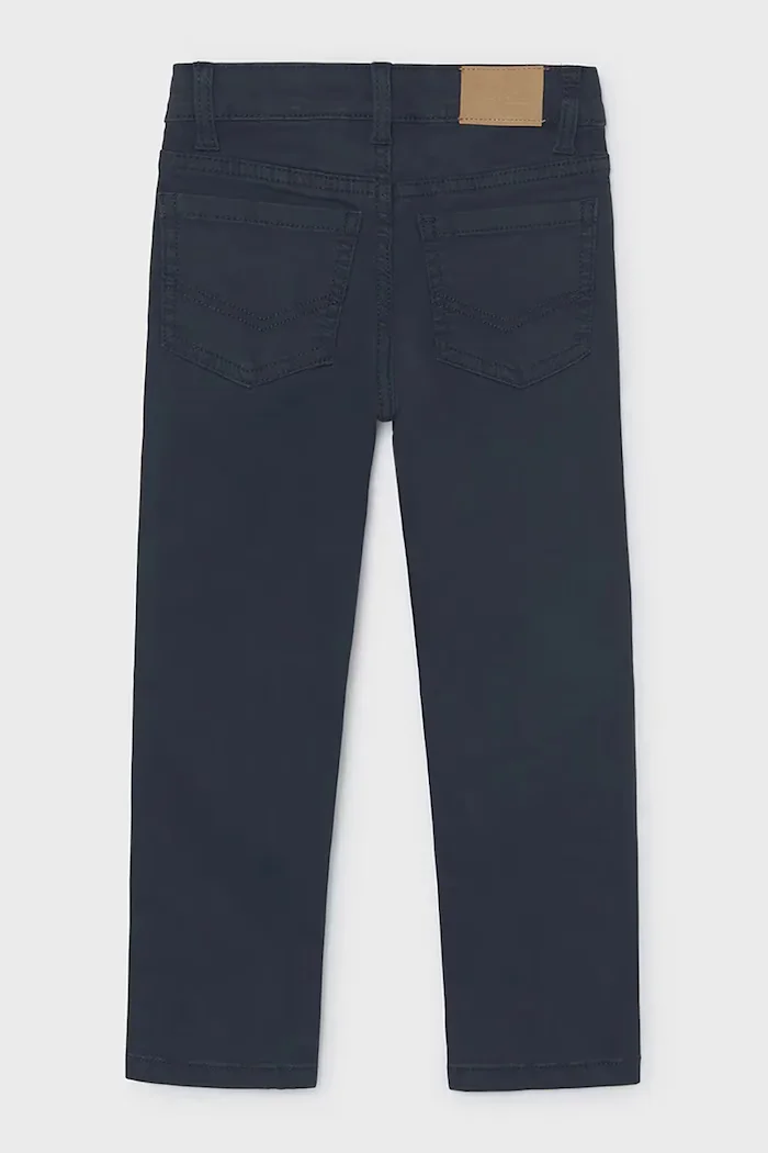 Mayoral панталон за деца от памук с еластан slim fit basic тъмносин със стандартна талия 517