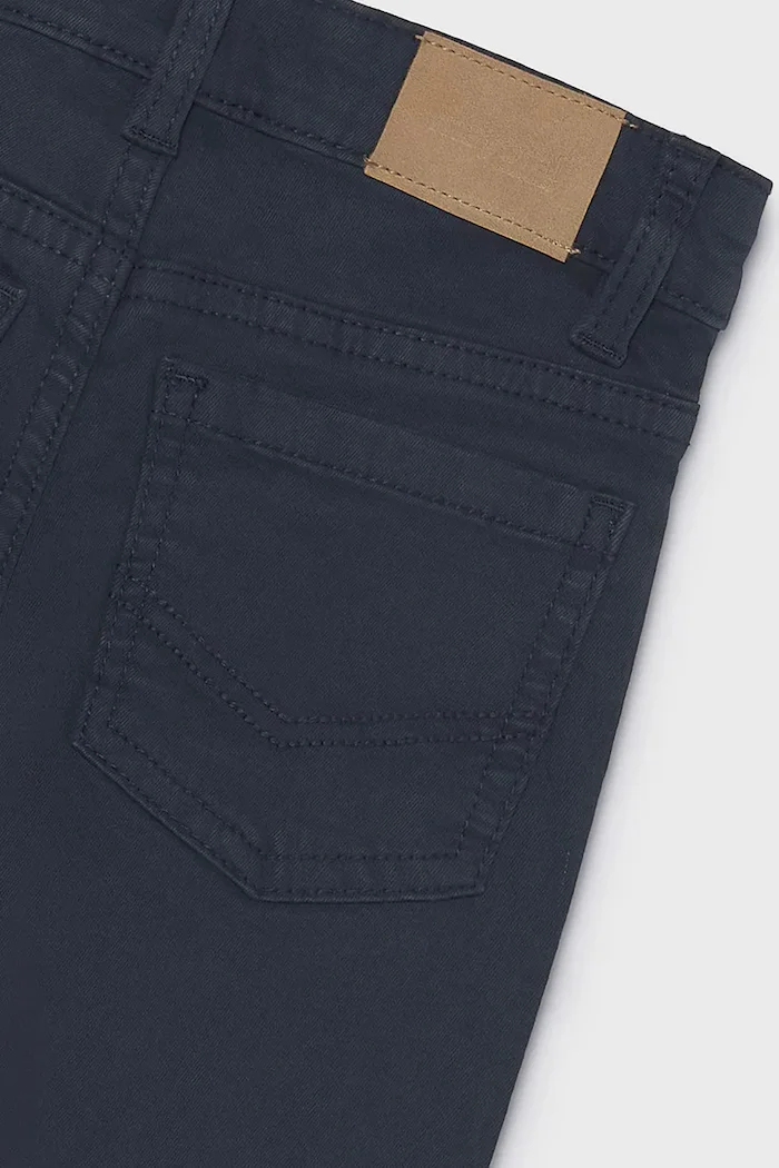 Mayoral панталон за деца от памук с еластан slim fit basic тъмносин със стандартна талия 517