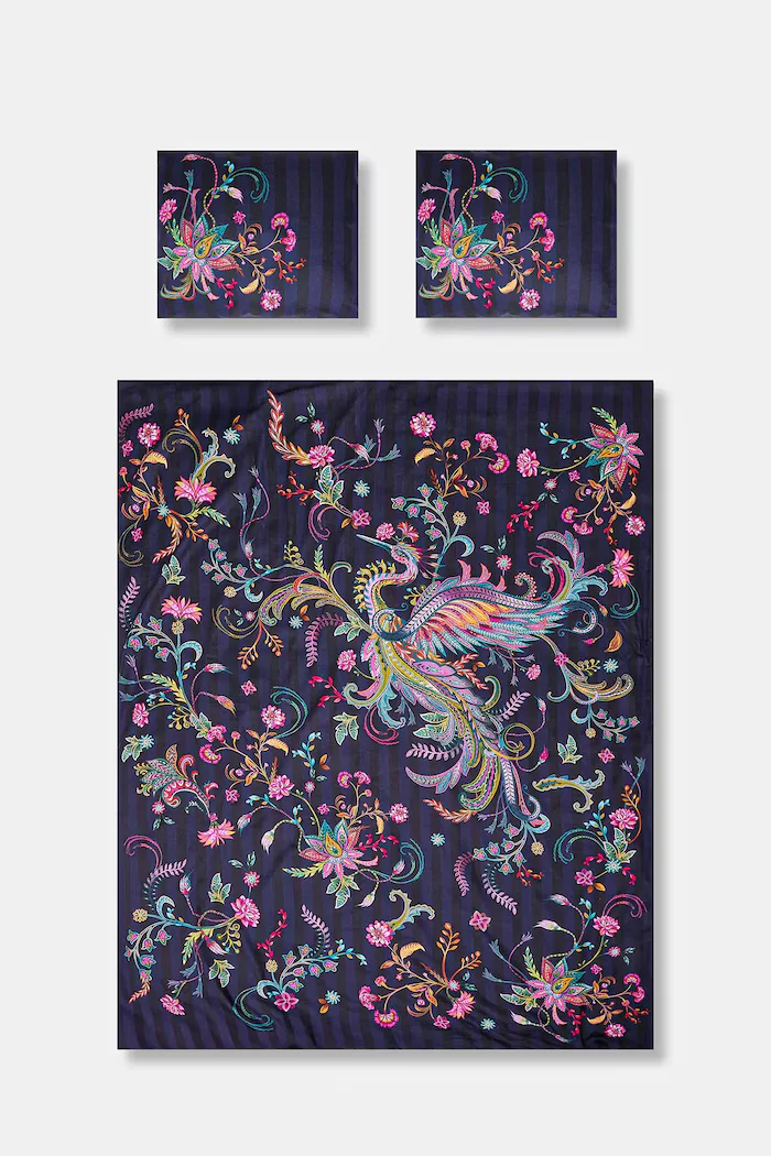 Medicine Комплект спално бельо от сатен 160 x 200 cm в тъмносиньо