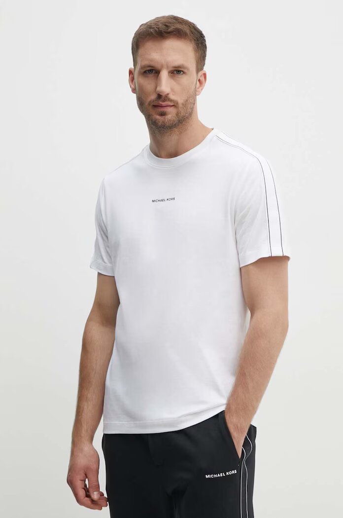 Michael Kors Памучна тениска в бяло с апликация CT4524E1V2