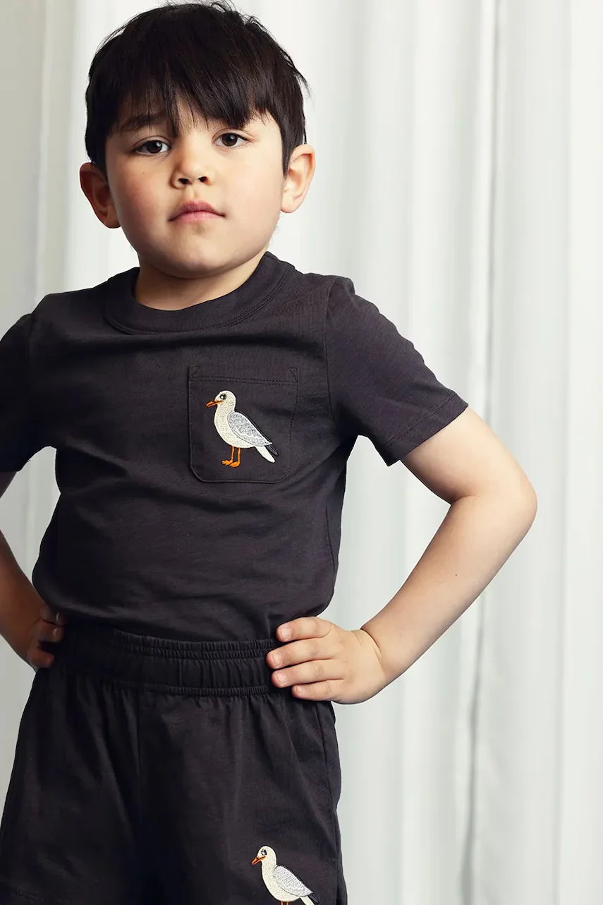 Mini Rodini Детска памучна тениска Seagull