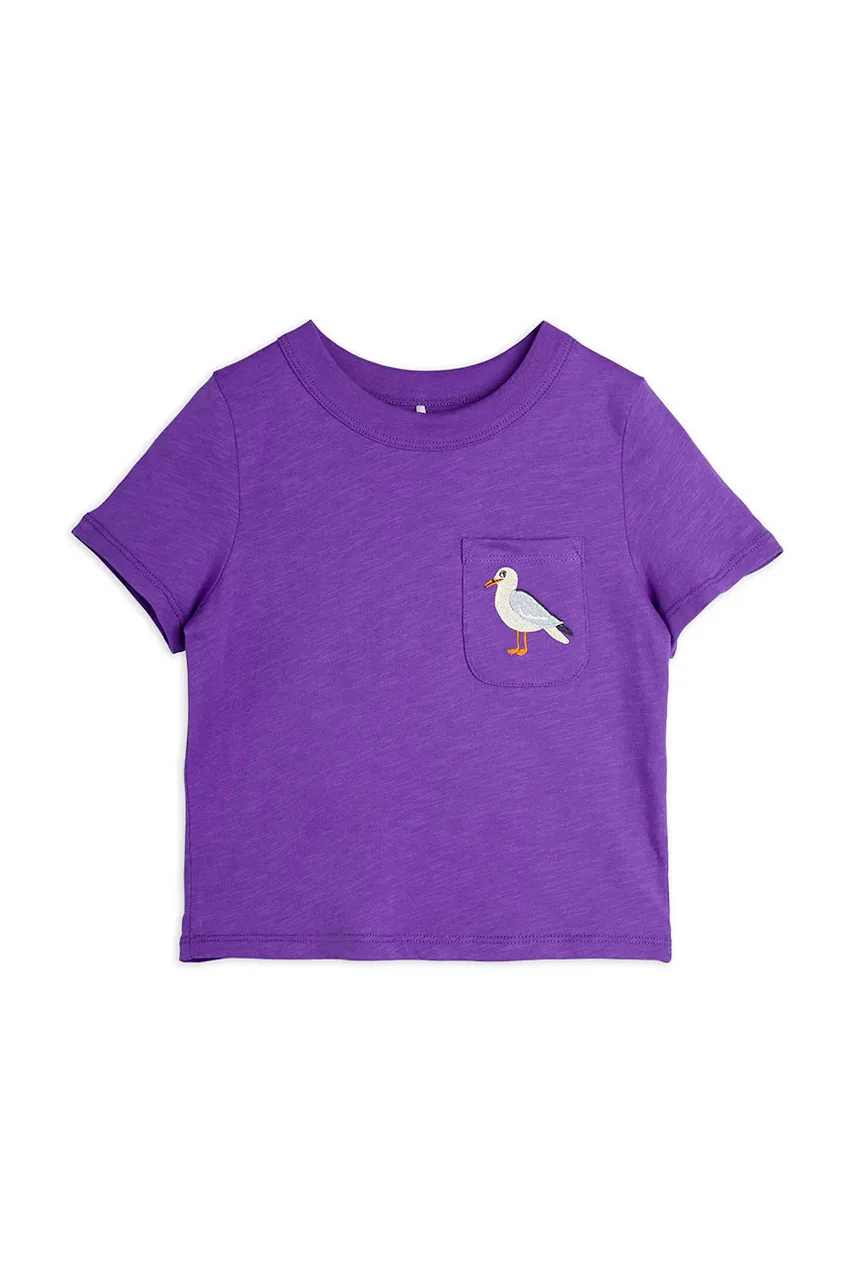 Mini Rodini Детска памучна тениска Seagull
