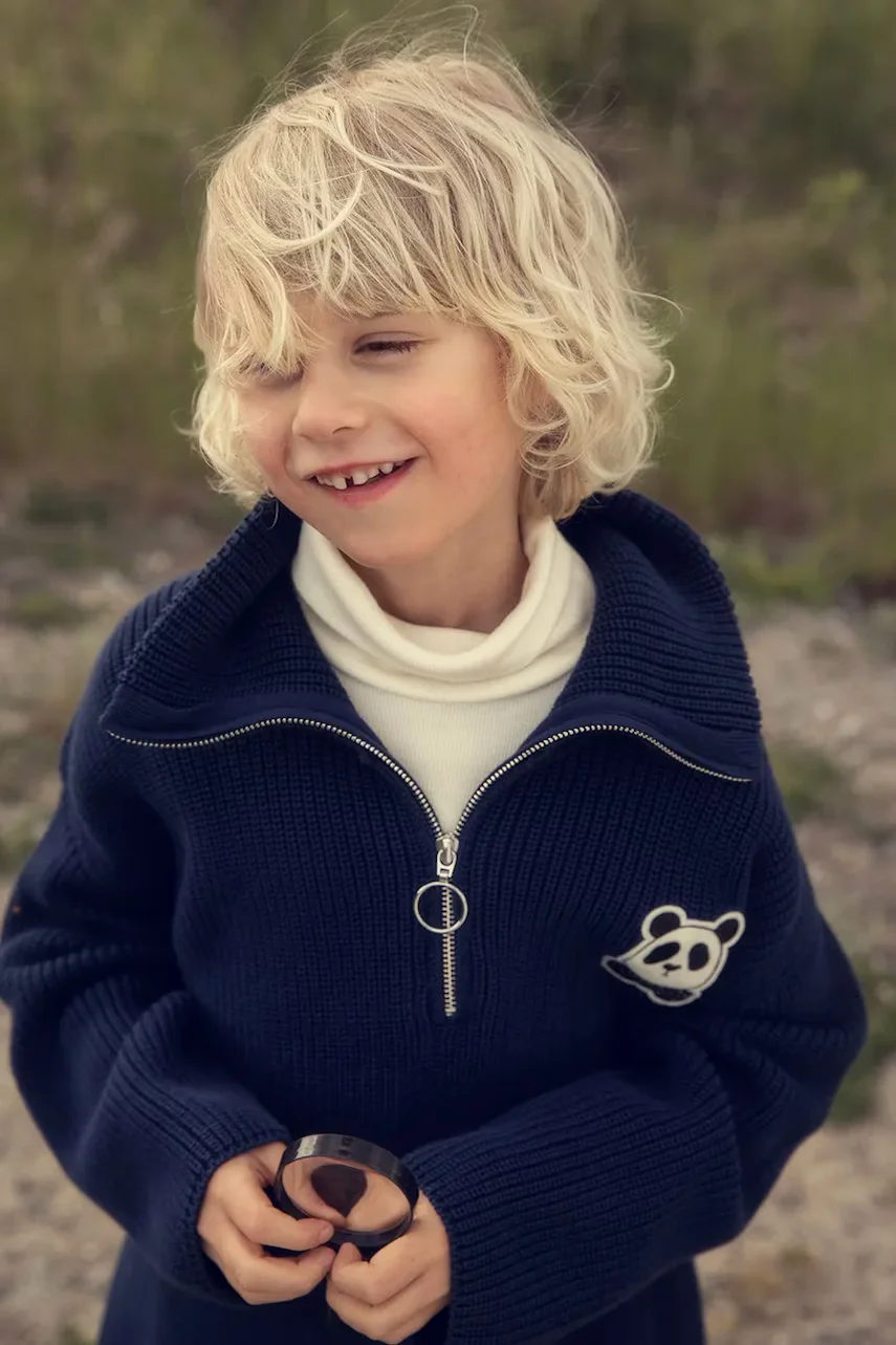 Mini Rodini Детски памучен пуловер Panda