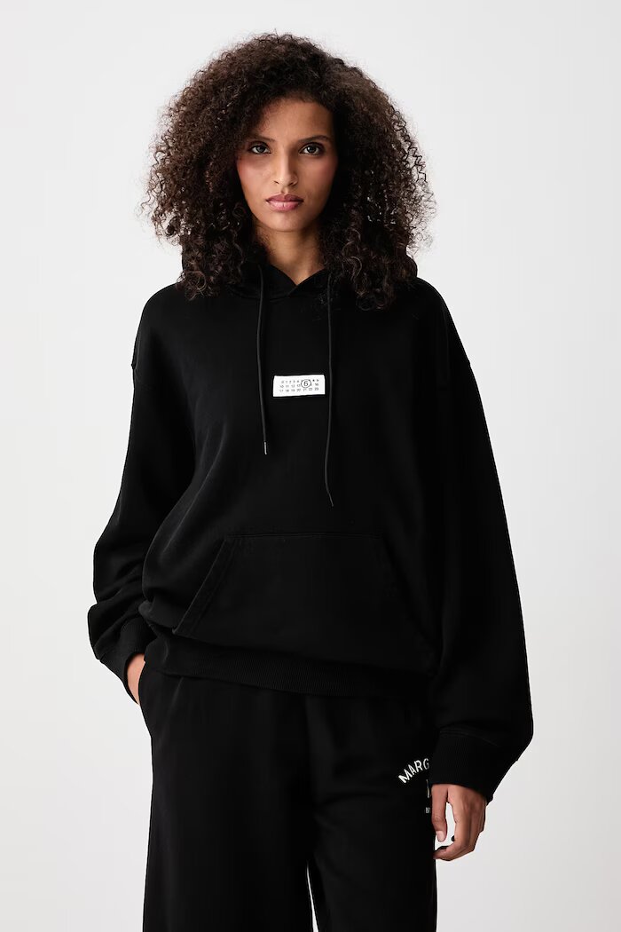 MM6 Maison Margiela суичър с качулка дамски от памук черен S52GU0263-M25025