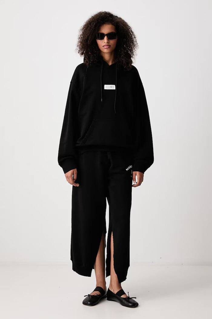MM6 Maison Margiela суичър с качулка дамски от памук черен S52GU0263-M25025