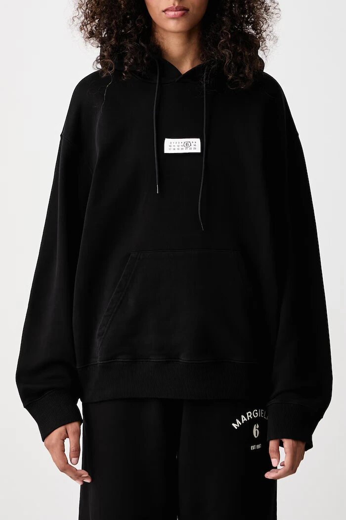 MM6 Maison Margiela суичър с качулка дамски от памук черен S52GU0263-M25025