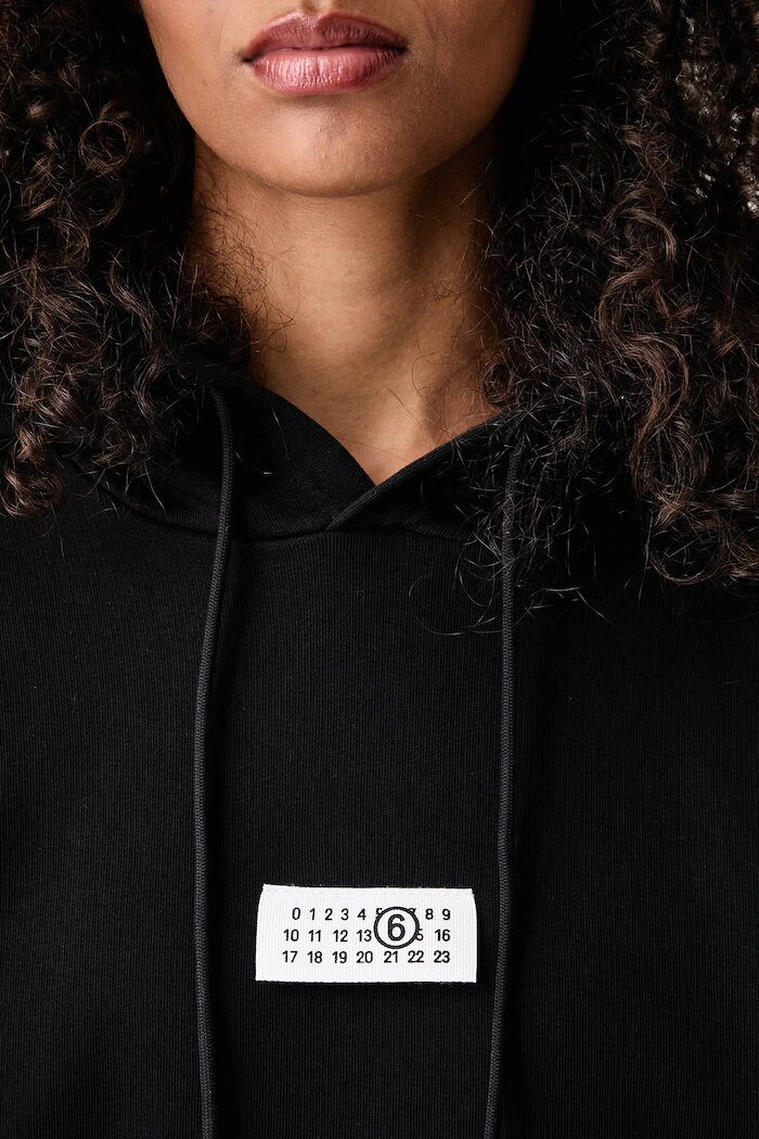 MM6 Maison Margiela суичър с качулка дамски от памук черен S52GU0263-M25025