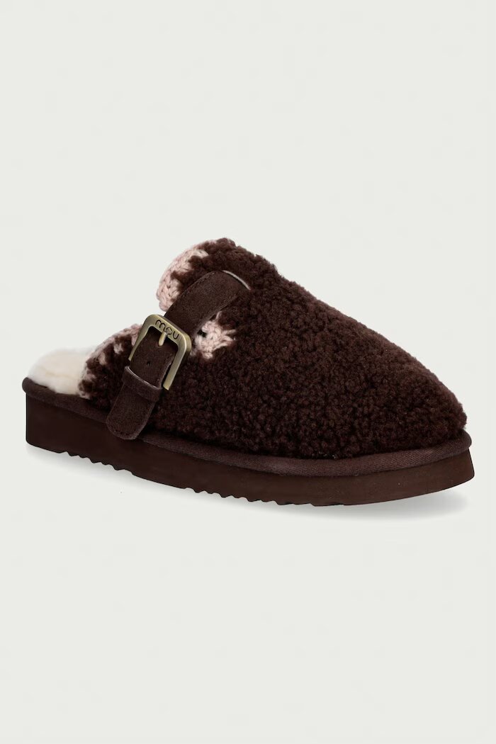 Mou чехли дамски Curly Clog Eskimo кафяви MU.FW101126M