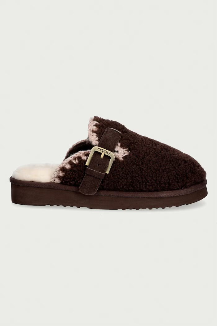 Mou чехли дамски Curly Clog Eskimo кафяви MU.FW101126M