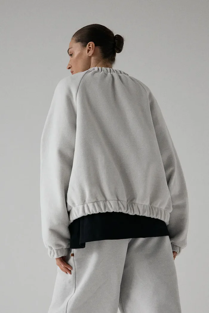 Muuv. Muuv суичър с цип дамски с памук SMOOTH COTTON сив