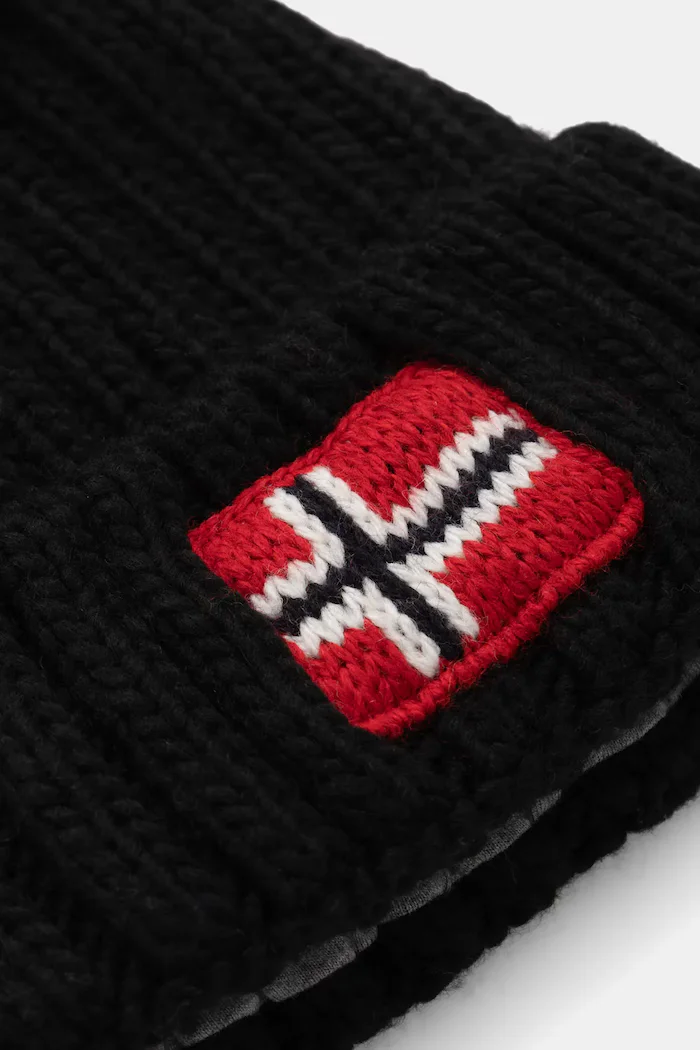 Napapijri Детска шапка с вълна SEMIURY 6 в черно от плътен трикотаж NP0A4GMH0411