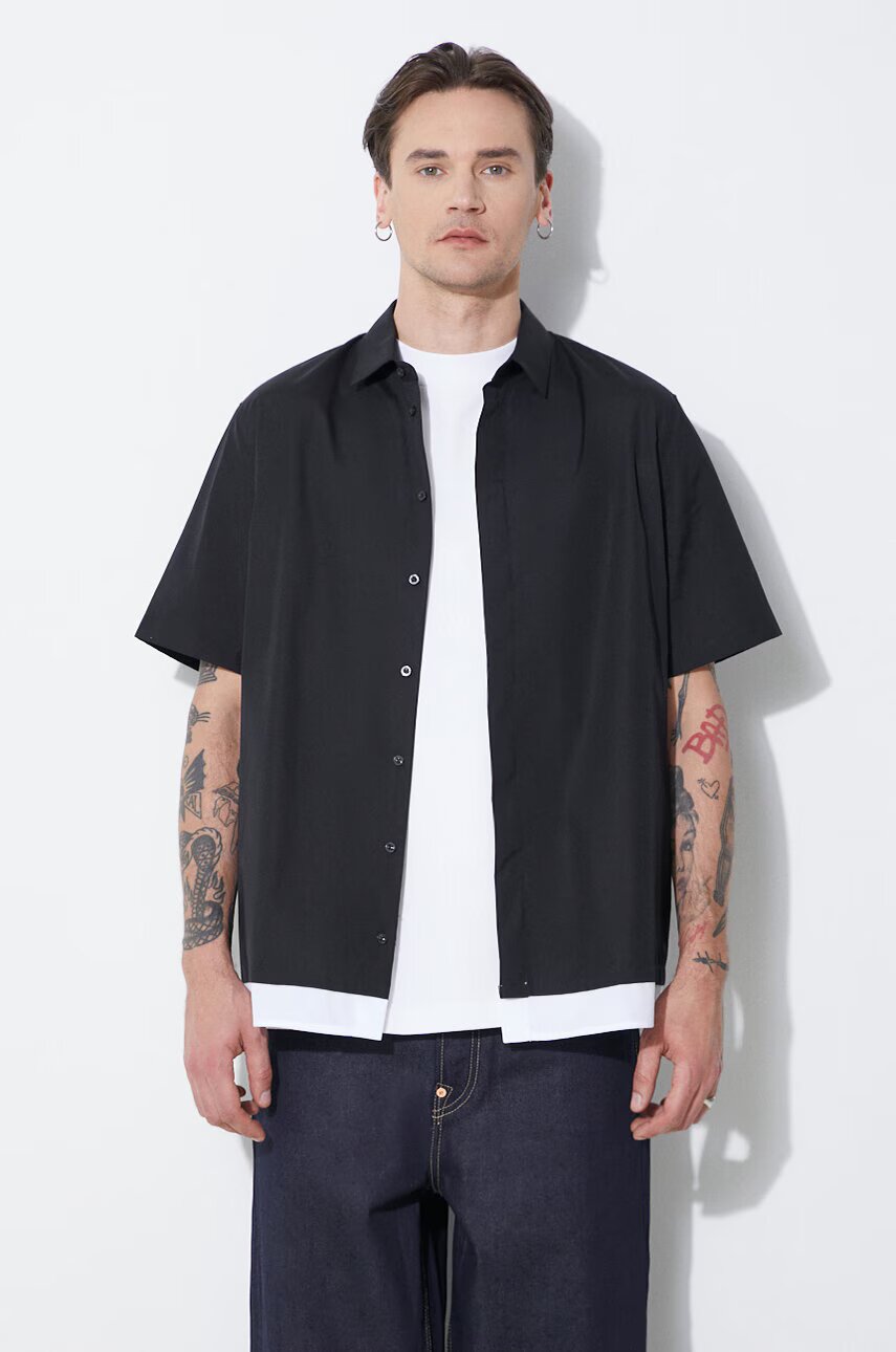 Neil Barrett Памучна риза Loose Double Layer Short Sleeve Shirt
