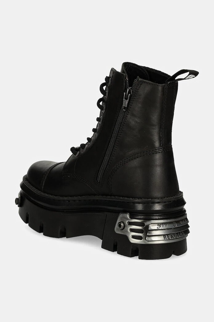 New Rock Кожени кубинки CRUST NEGRO + REACTOR NEGRO в черно с платформа M-WALL083CCT-S12