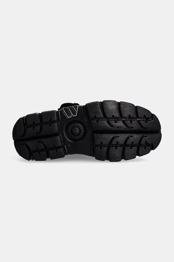 New Rock Кожени маратонки Itali Negro + Nomada Negro + Tower Negro Acero в черно M-106-S1