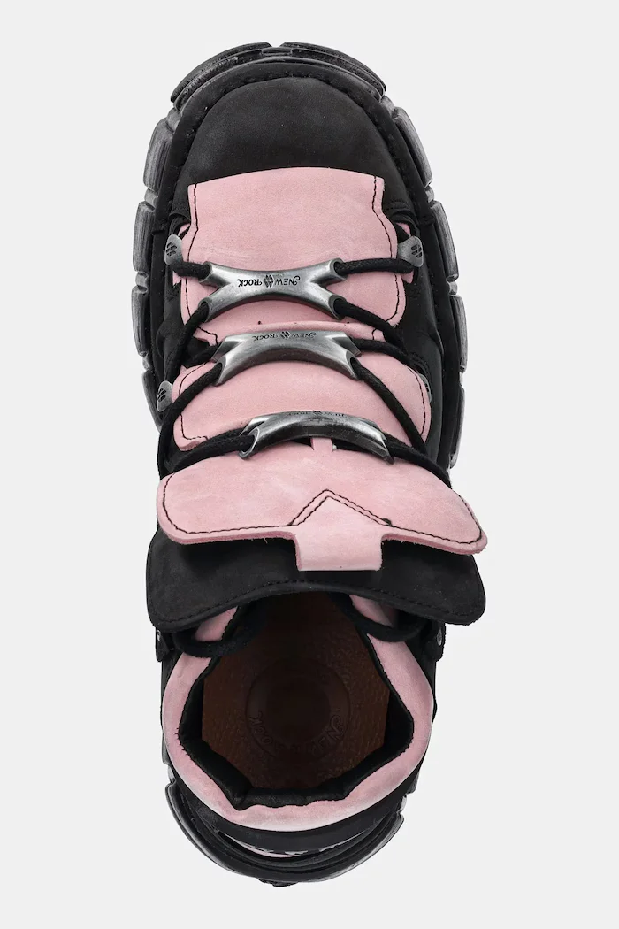 New Rock Маратонки от набук Nobuck Negro + Nobuck Rosa + Tower Negro Lateral в черно M-106-C26