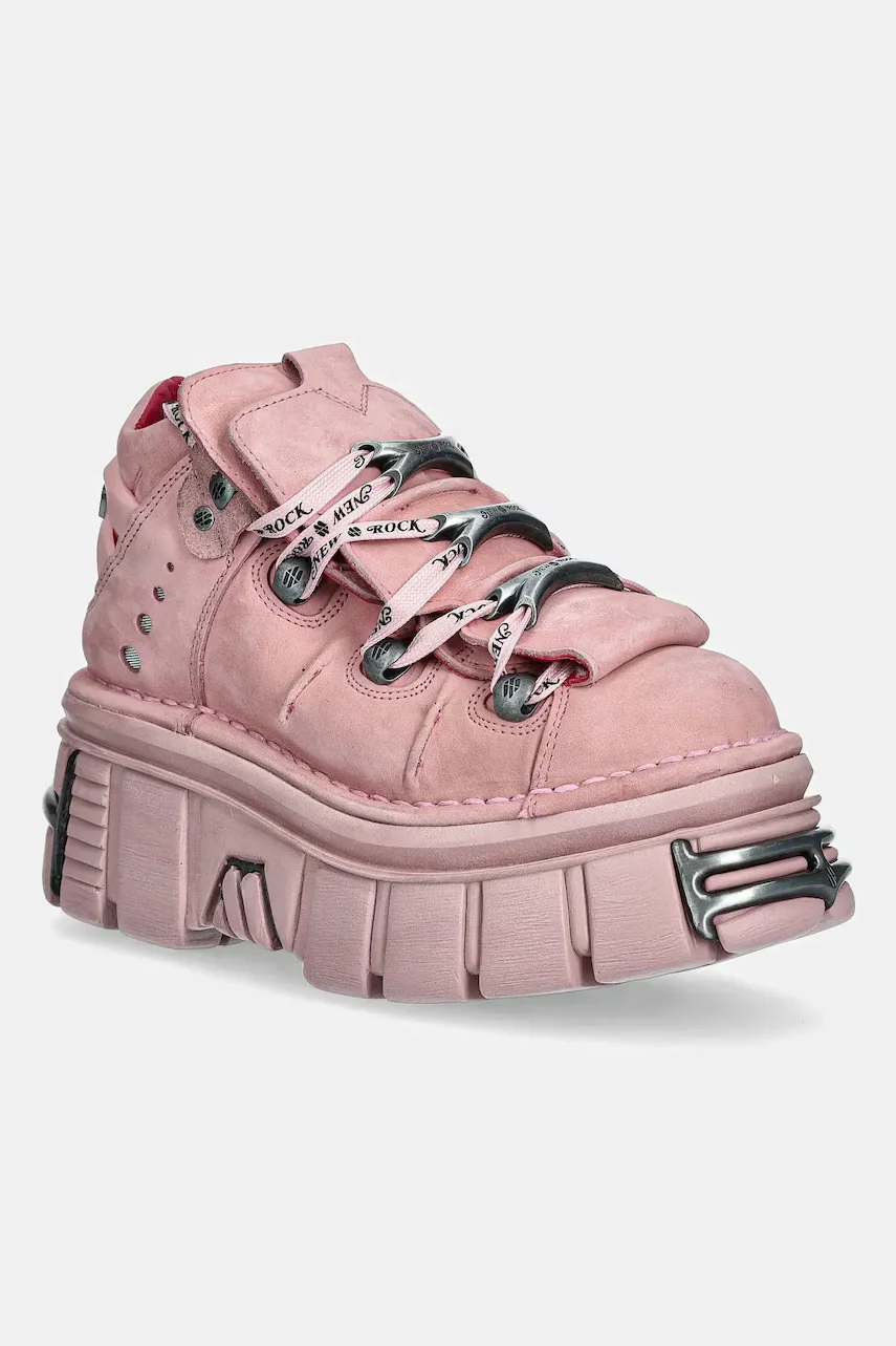 New Rock Велурени маратонки Nobuk Rosa Tower Rosa C73 E14 Acero