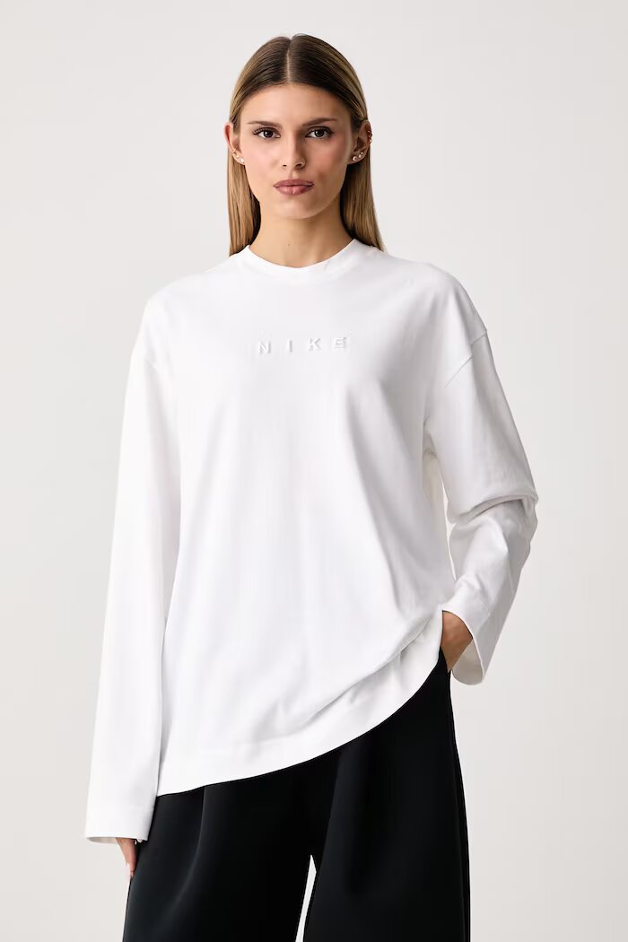 Nike Sportswear блуза с дълги ръкави дамска от памук Luxe бяла IM6441.100