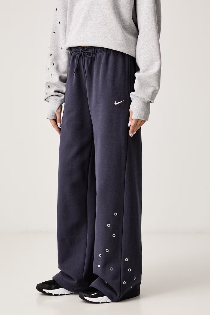 Nike Sportswear спортен панталон дамски с памук Studio Fleece сив IX7048.013