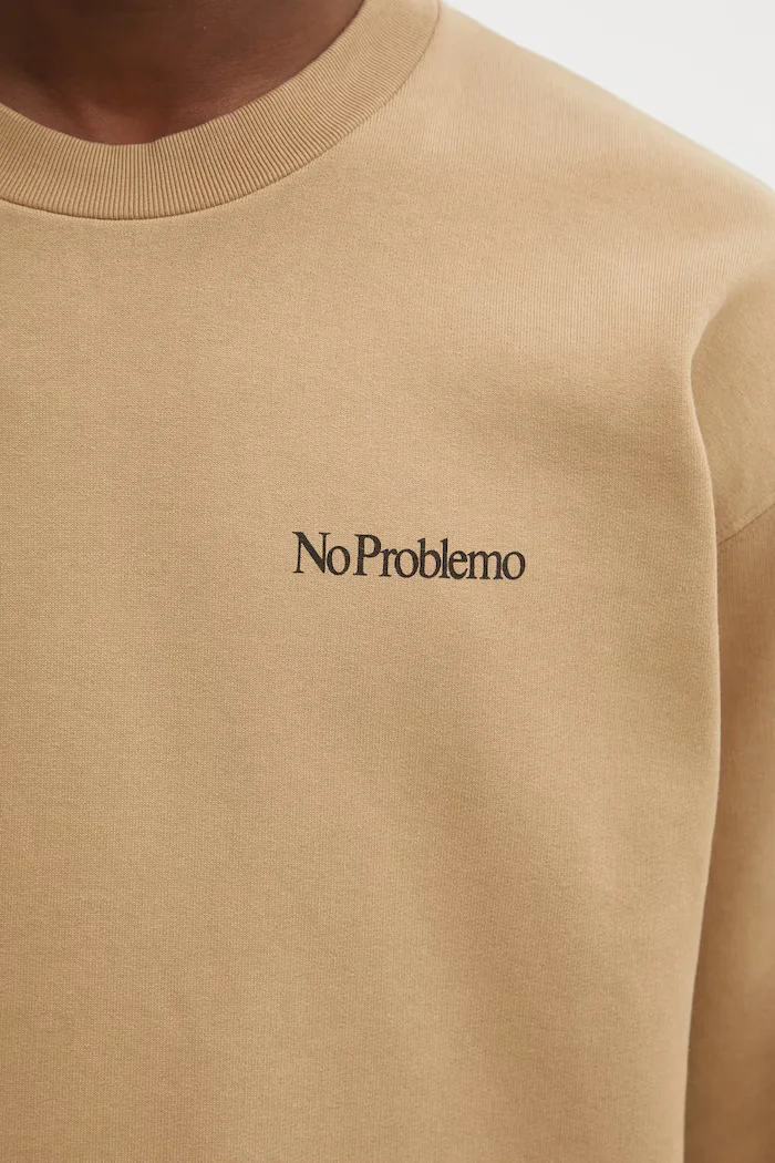 no problemo Памучен суичър Mini Problemo мъжки в бежово с принт NP2000904
