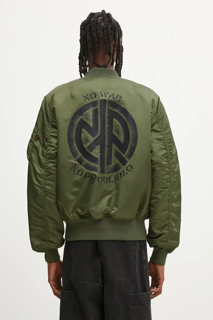 no problemo Яке бомбър с две лица x Alpha Industries No War MA-1 в зелено преходен модел NP7113504