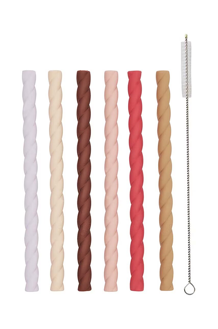 OYOY Комплект сламки с четка Mellow Silicone (6 броя)