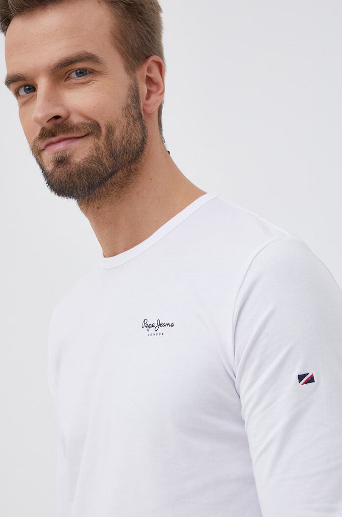 Pepe Jeans Блуза с дълги ръкави Original Basic 2 в бяло с изчистен дизайн
