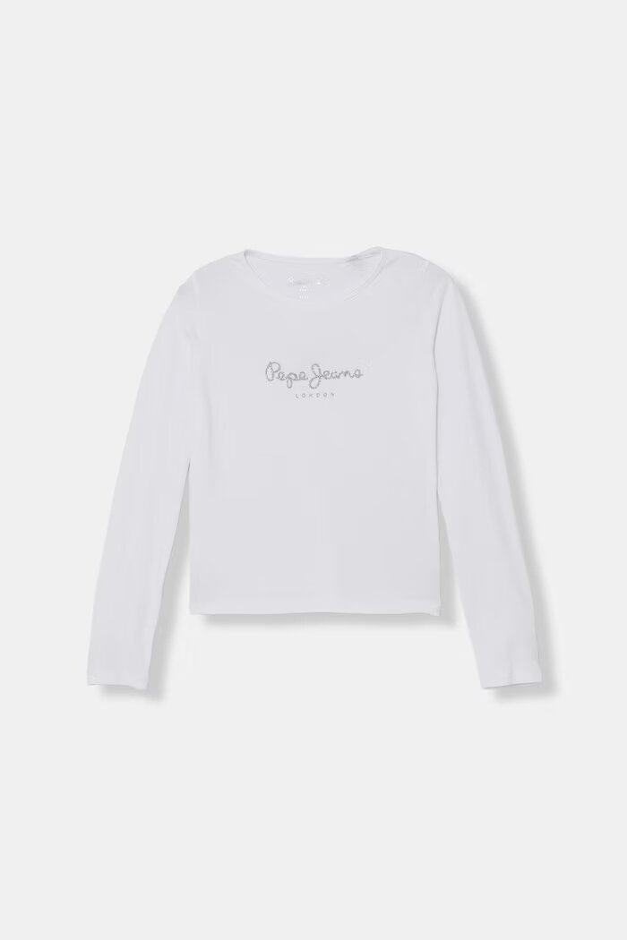 Pepe Jeans Детска блуза с дълги ръкави Hana В бяло с принт