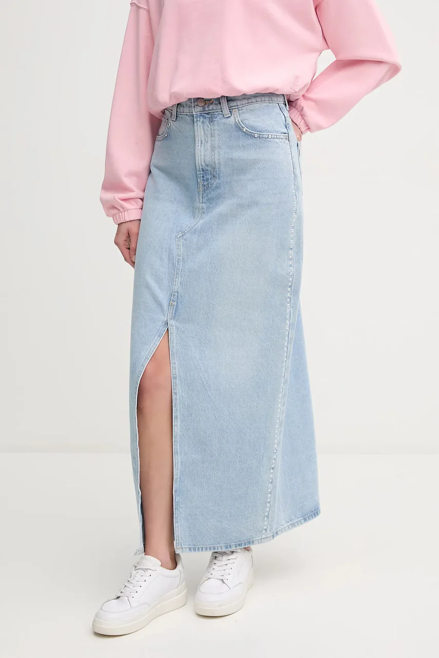 Pepe Jeans Памучна дънкова пола MAXI SKIRT HW STUD
