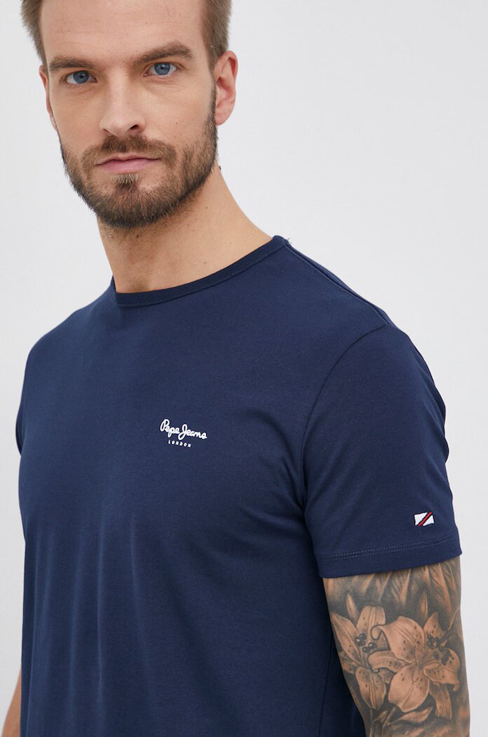 Pepe Jeans Тениска Original Basic 3 в тъмносиньо с изчистен дизайн