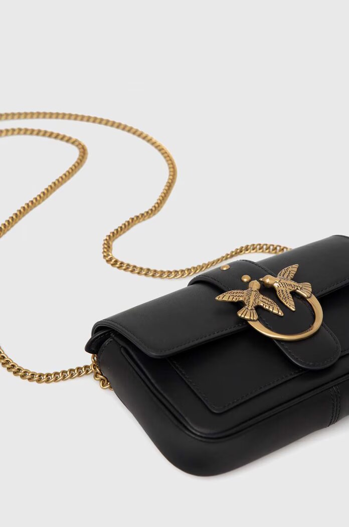 Pinko чанта crossbody дамска от кожа черна 100061 A0F1