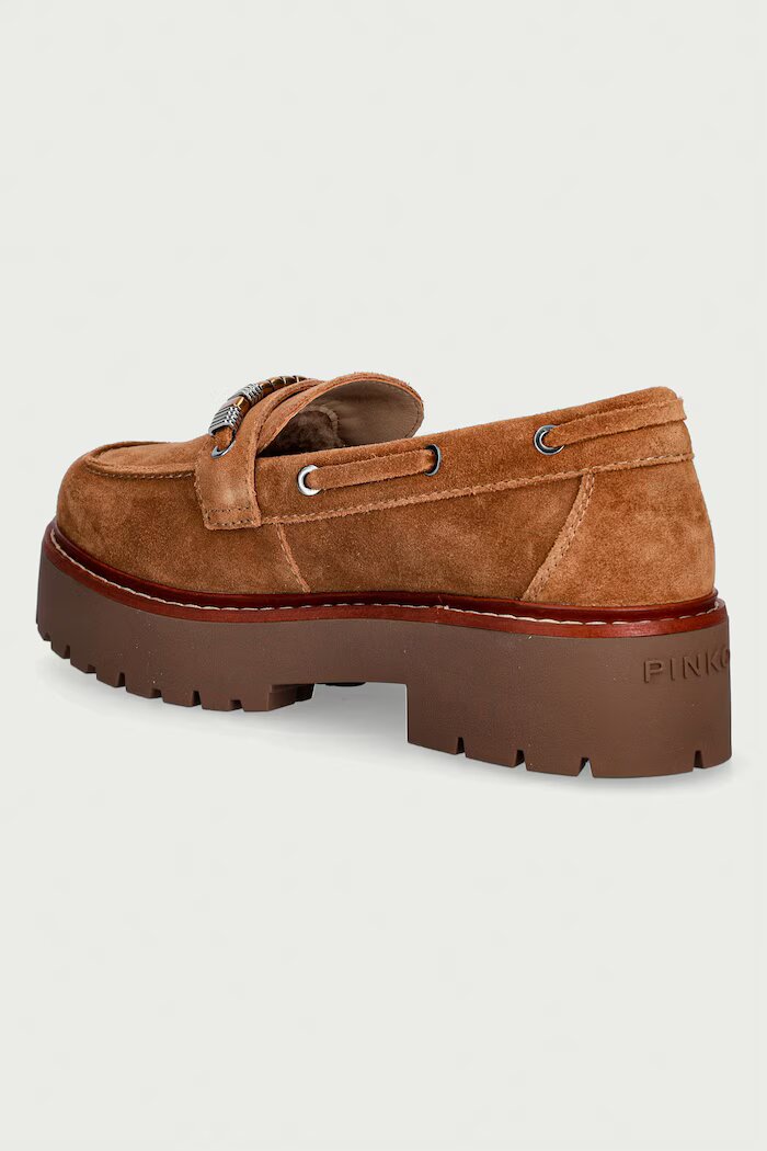 Pinko мокасини дамски от велур Margaret 02 кафяви SD0563P055GU8