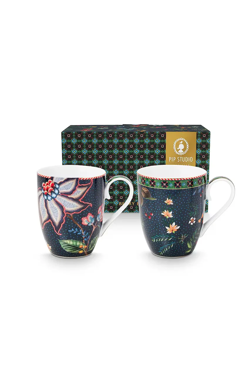 Pip Studio Комплект чаши Berry Blues 350 ml (3 броя)