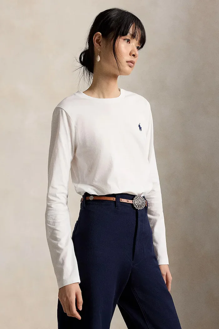 Polo Ralph Lauren блуза с дълги ръкави дамска от памук бяла 211B14604