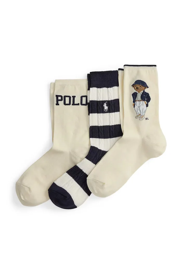 Polo Ralph Lauren чорапи дамски с памук 3 броя бежови 455P18194