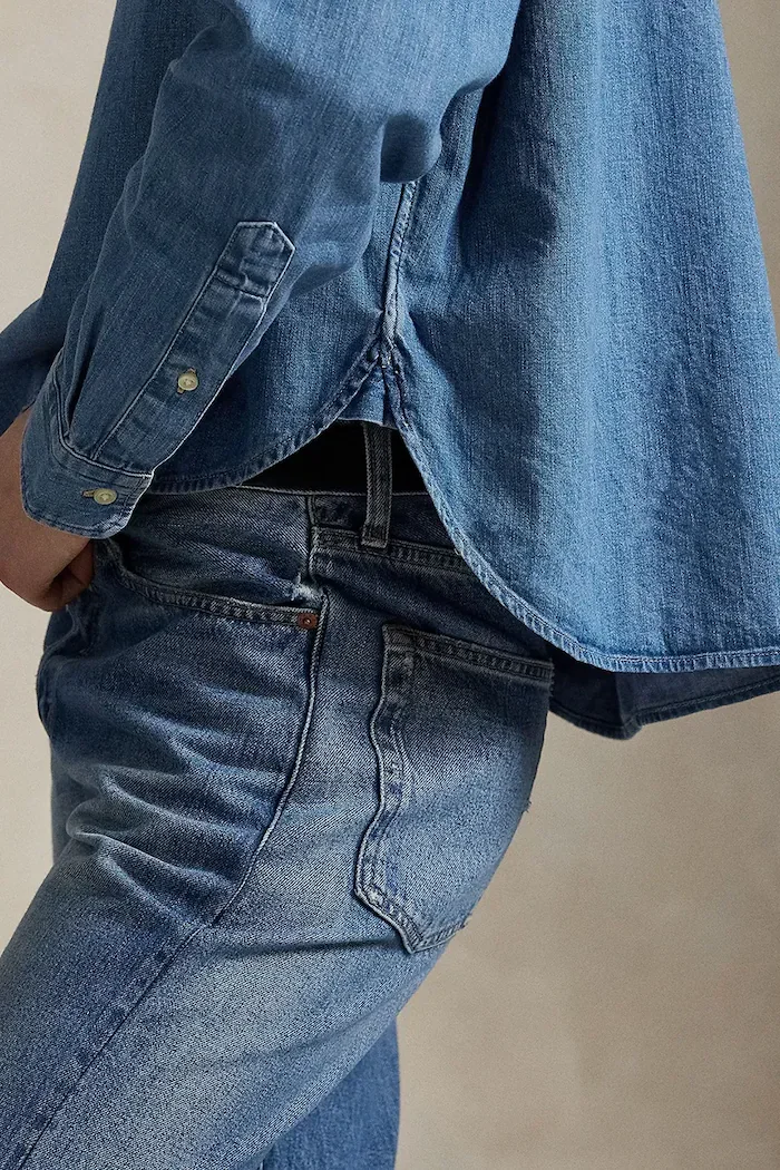 Polo Ralph Lauren Дънкова риза дамска в синьо със свободна кройка с класическа яка 211969457