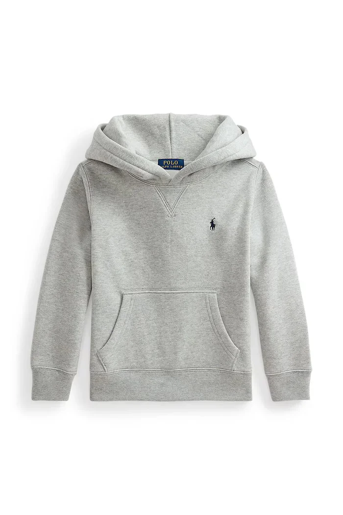 Polo Ralph Lauren Детски суичър в сиво с качулка с изчистен дизайн 322749954017