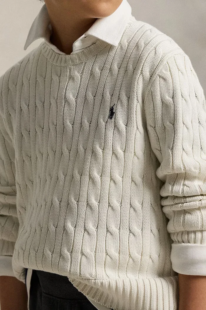 Polo Ralph Lauren Памучен пуловер в бяло от лека материя 323702674024