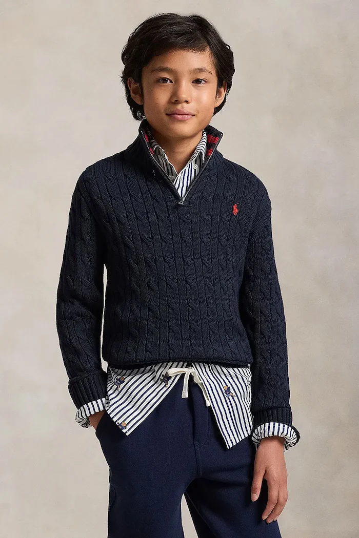 Polo Ralph Lauren Памучен пуловер в тъмносиньо 323868894017