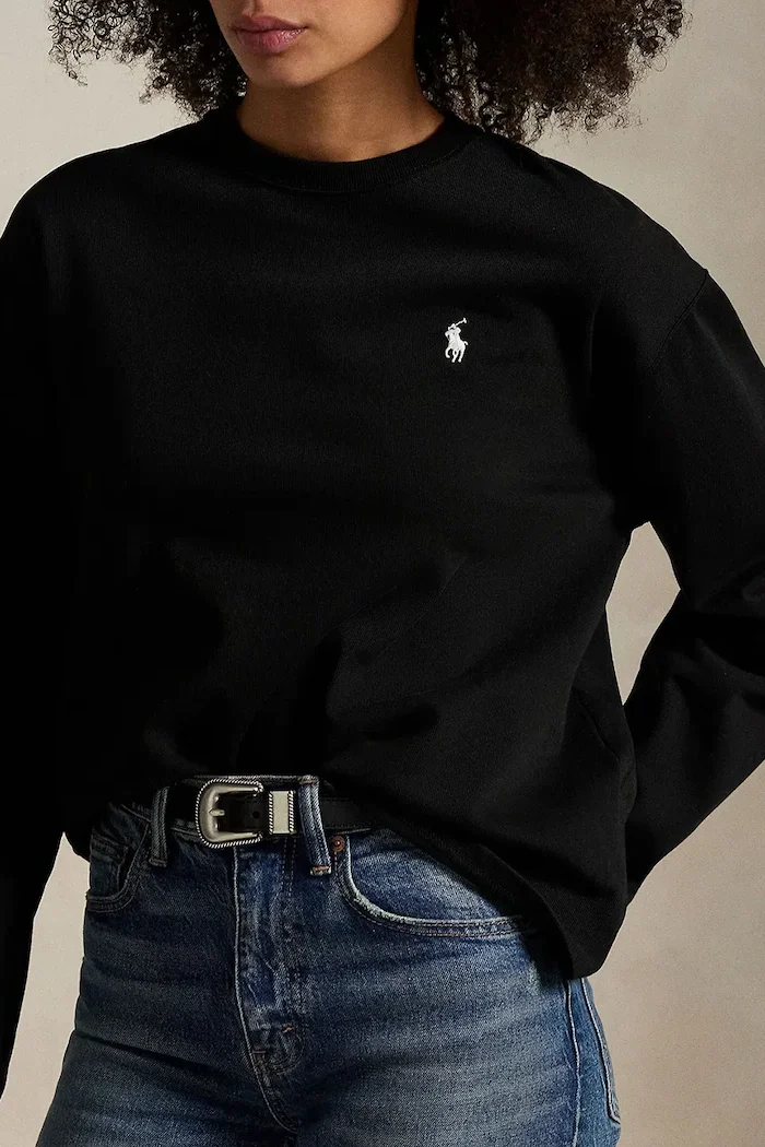 Polo Ralph Lauren Памучна блуза с дълги ръкави в черно 211967105
