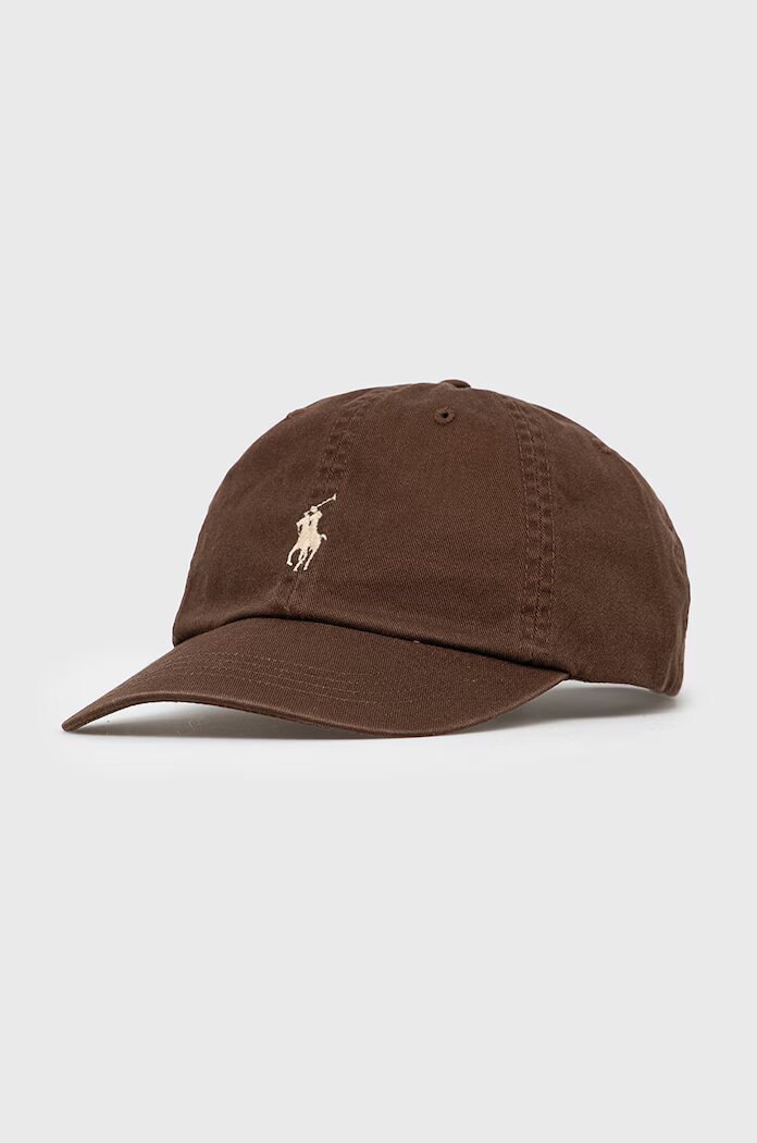 Polo Ralph Lauren Памучна шапка с козирка в кафяво с апликация
