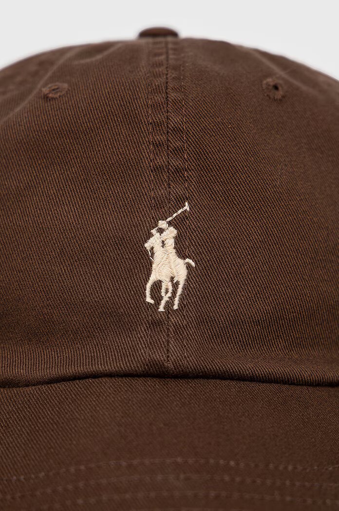 Polo Ralph Lauren Памучна шапка с козирка в кафяво с апликация