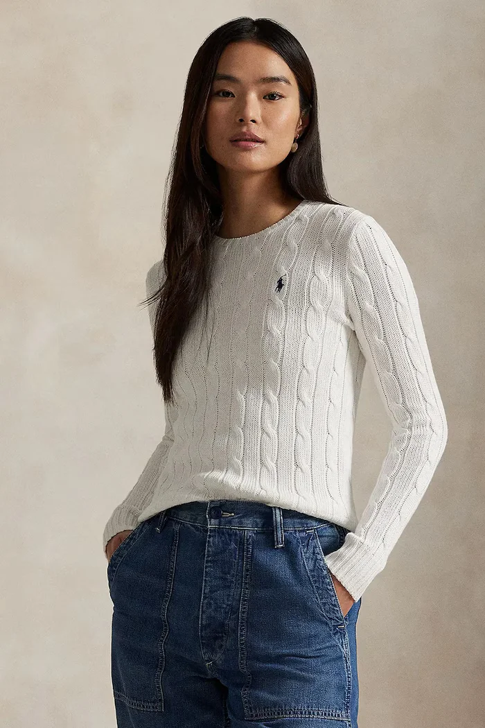 Polo Ralph Lauren пуловер дамски от памук бял 211971869